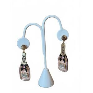 Elegant Rose Wine Bottle Dangle Earrings